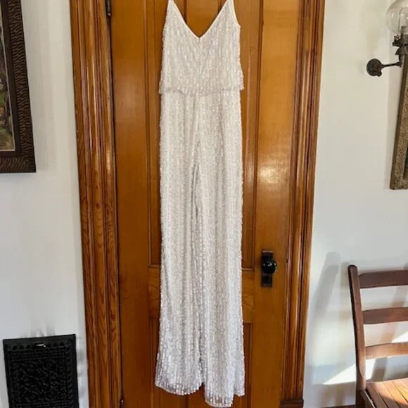 DB STUDIO Spaghetti Strap Sequin Blouson Jumpsuit Woman's Size 2 - Picture 6 of 16